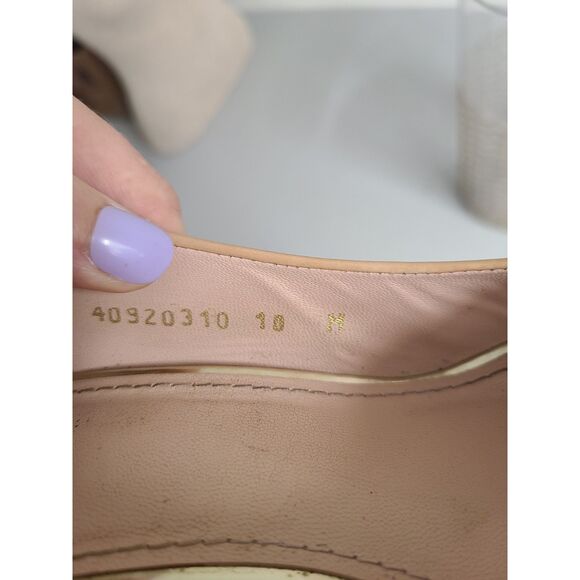 Stuart Weitzman US 10 Nude Peep Toe Pumps Heels‎ Patent Leather Capsule Wardrobe - Picture 7 of 7